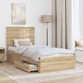 vidaXL Rám postele Sonoma dub a striebro 75 x 190 cm Kompozitné drevo