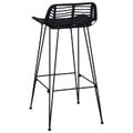 vidaXL Barová stolička 2 pcs Čierny 44 x 46 x 91 cm Ratan a oceľ