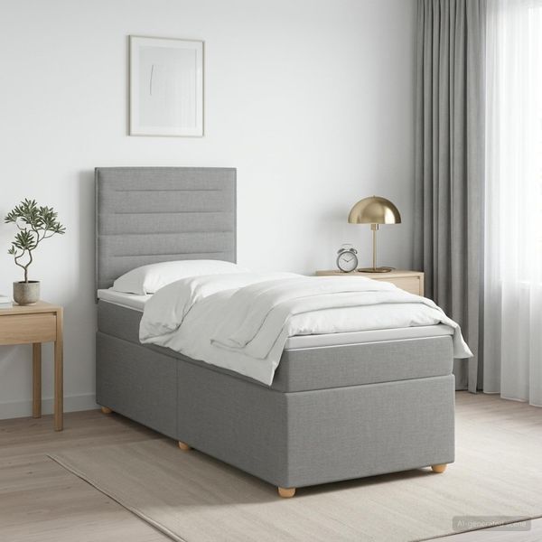vidaXL Posteľ boxspring s matracom Svetlosivá 100 x 200 cm Látka