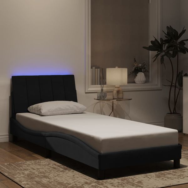 vidaXL Rám postele s LED bez matraca Hankočierny 90x200 cm zamat