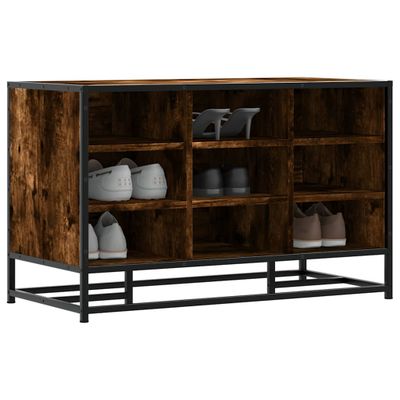 vidaXL Lavica na topánky dymový dub 84x40x53,5 cm kompozitné drevo+kov