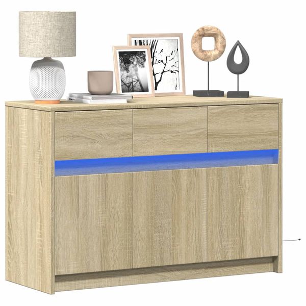 vidaXL TV stolík s LED dub sonoma 91x34x61 cm kompozitné drevo