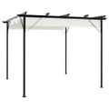 vidaXL Pergola so zaťahovacou strechou krémovo-biela 3x3 m oceľová