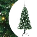 vidaXL Rohový umelý vianočný strom s 150 LED-i Zelená 150 cm PVC a kov