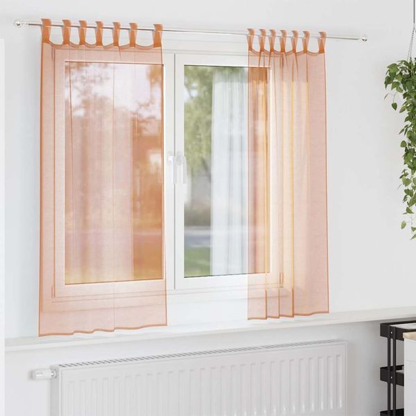 vidaXL Voile Záclony s pútkami 2 ks Terakota 140x175 cm