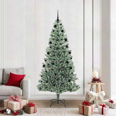 vidaXL Umelý vianočný stromček, snehom obalený, s LED svetlom 210 cm