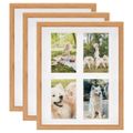 vidaXL 3D fotorámiky 3 ks dubové 28x35 cm na 4 obrázky (10x15 cm)