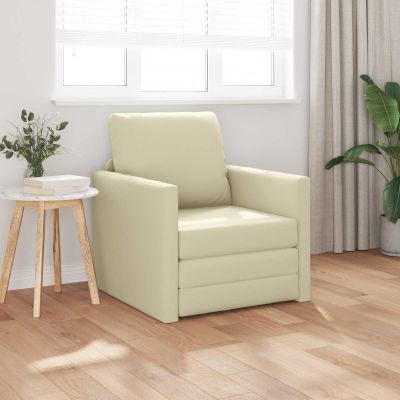 vidaXL Rozkladacia posteľ Krémová 74 x 77 x 81 cm Umelá koža