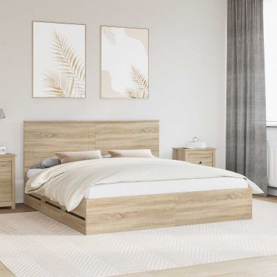 vidaXL Rám postele Sonoma dub 200 x 200 cm Inžinierske drevo