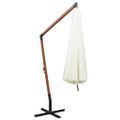 vidaXL Visiaci slnečník 350 cm, drevená tyč, biely