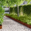 vidaXL Obrubník trávnika 20 ks 102 x 15 x 4 cm Oceľ Hrdzavý