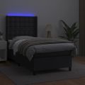 vidaXL Boxspring posteľ s matracom a LED čierna 80x200 cm umelá koža