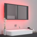 vidaXL LED kúpeľňová zrkadlová skrinka sivá 90x12x45 cm akryl