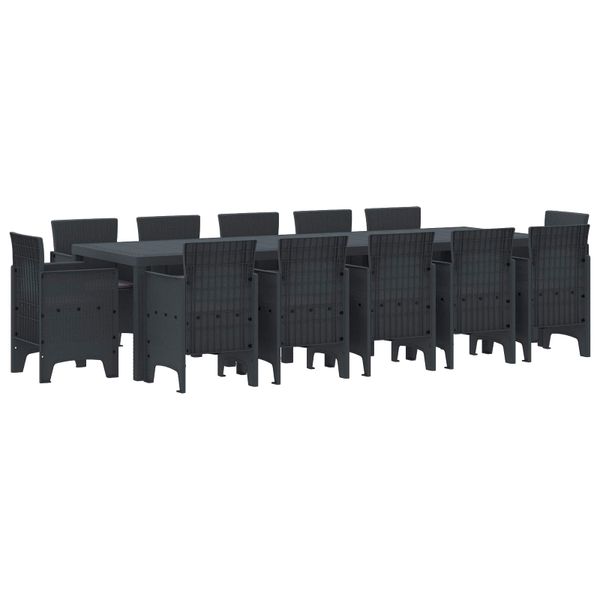 vidaXL Záhradný jedálenský set s vankúšom 13 pcs Antracit Plast