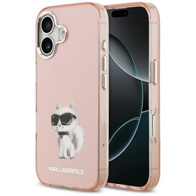 Obal Karl Lagerfeld IML Aquarelle Choupette & Logo MagSafe pre iPhone 17 ružový