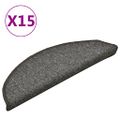 vidaXL Schodové rohože 15 ks 56x17x3 cm tmavošedé polkruhové