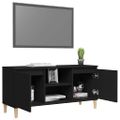 vidaXL TV stolík nohy z masívneho dreva čierny 103,5x35x50cm