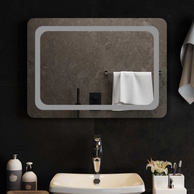 vidaXL Zrkadlo do kúpeľne s LED Priehľadná 70 x 50 cm tvrdené sklo