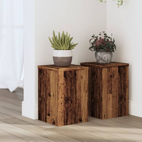 vidaXL Stojany na rastliny 2 ks staré drevo 20x20x30 cm kompoz. drevo