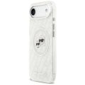 Obal Karl Lagerfeld Magsafe IML trblietavý s kovovým rámčekom fotoaparátu a tlačidlami, hlavy Karla a Choupette na opakovanom logu KL pre iPhone 17 Air sivý