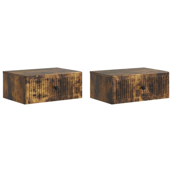 vidaXL Nočný stolík so zásuvkou 2 pcs Dymový dub 49 x 34,5 x 20 cm