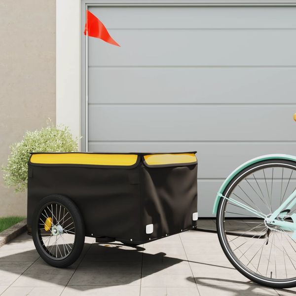 vidaXL Vozík za bicykel, čierno žltý 45 kg, železo