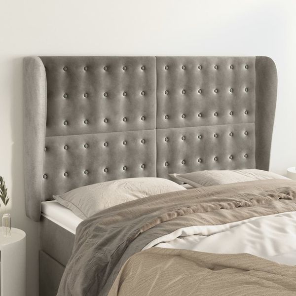 vidaXL Čelo postele so záhybmi bledosivé 147x23x118/128 cm zamat