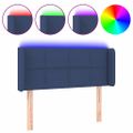 vidaXL Čelo postele s LED modré 103x16x78/88 cm látka