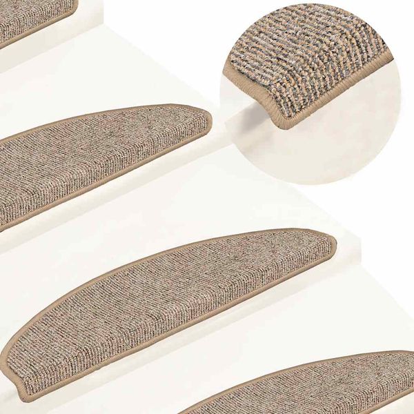 vidaXL Schodové rohože 15 ks 65x21x4 cm hnedé polkruhové veľké