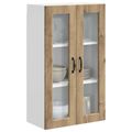 vidaXL Nástenný sklenený kabinet PORTO Remeselný dub 60 x 31 x 100 cm