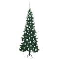 vidaXL Rohový umelý vianočný strom s 300 LED-i Zelená 180 cm PVC a kov