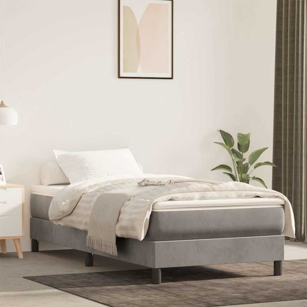 vidaXL Matrac s taštičkovými pružinami stredná tvrdosť bledosivý 90x220x20 cm zamat