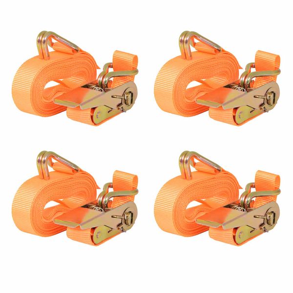 vidaXL Upínacie popruhy s račňou 4 ks, 0,4 tony, 6mx25mm, oranžové