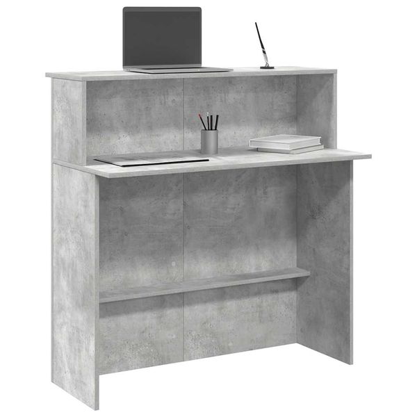 vidaXL Recepčný stôl betónovo sivý 100x50x103,5 cm kompozitné drevo