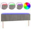 vidaXL Čelo postele s LED bledosivé 180x5x78/88 cm zamat