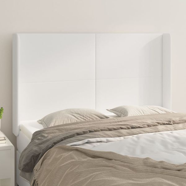 vidaXL Čelo postele so záhybmi biely 147x16x118/128 cm umelá koža