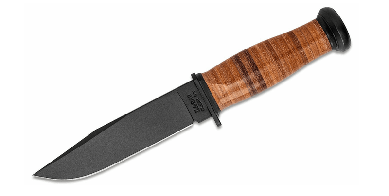 KA-BAR KB-2225 MARK 1 taktický nôž 12,8 cm, čierna, koža, kožené puzdro