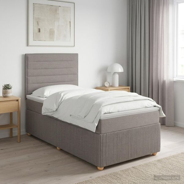 vidaXL Posteľ boxspring s matracom Sivohnedá 90 x 190 cm Látka