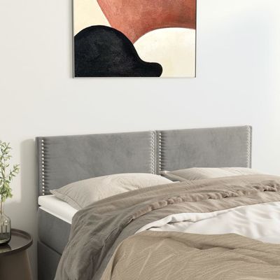 vidaXL Čelá postele 2 ks bledosivé 72x5x78/88 cm zamat