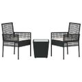 vidaXL Záhradný bistro set 3 ks Čierna polyratan