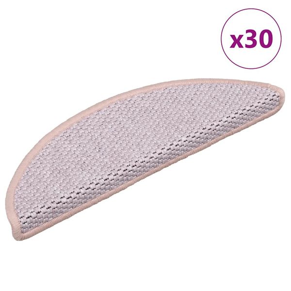 vidaXL Samolepiace nášľapy vzhľad sisalu 30 ks 56x17x3 cm ružová