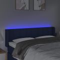 vidaXL Čelo postele s LED modré 147x16x78/88 cm látka