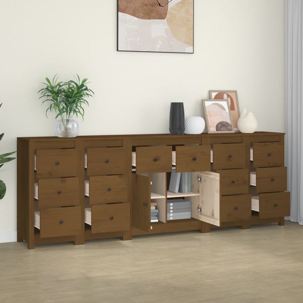 vidaXL Komoda medovo-hnedá 230x35x80 cm borovicový masív