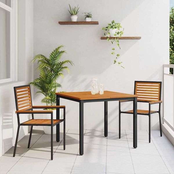 vidaXL Záhradný jedálenský set 3 pcs Čierna a Hnedá polyratan