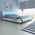vidaXL Posteľ s matracom, LED, biela, umelá koža 180x200 cm