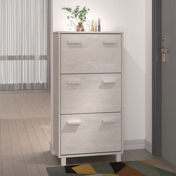 vidaXL Skrinka na topánky HAMAR, biela 59,5x35x117 cm, borovica