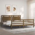 vidaXL Posteľný rám s čelom medovo-hnedý 200x200 cm masívne drevo