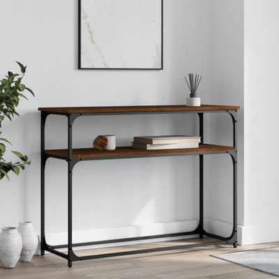 vidaXL Konzolový stolík hnedý dub 100x35,5x75 cm kompozitné drevo
