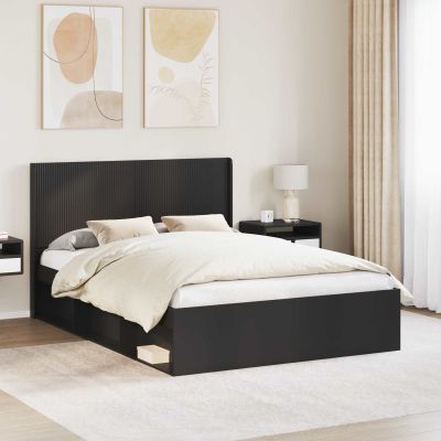vidaXL Posteľový rám s úložným priestorom a čelom Čierna 140 x 200 cm