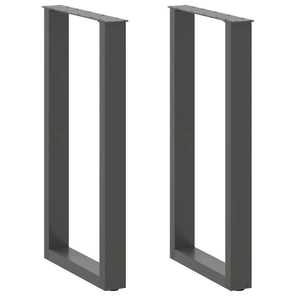 vidaXL Nohy barového stola v tvare U, 2 ks, antracitové, 50 x (90-91) cm, oceľové